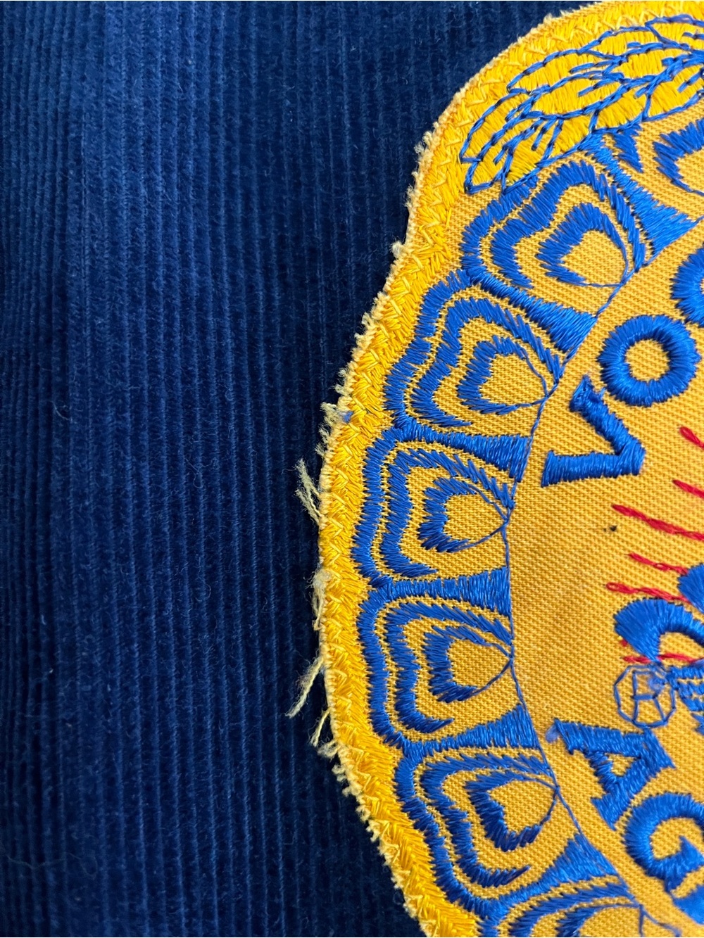 Vintage FFA Deep Indigo Blue Corduroy Jean Jacket California Embroidered Varsity - Picture 9 of 17
